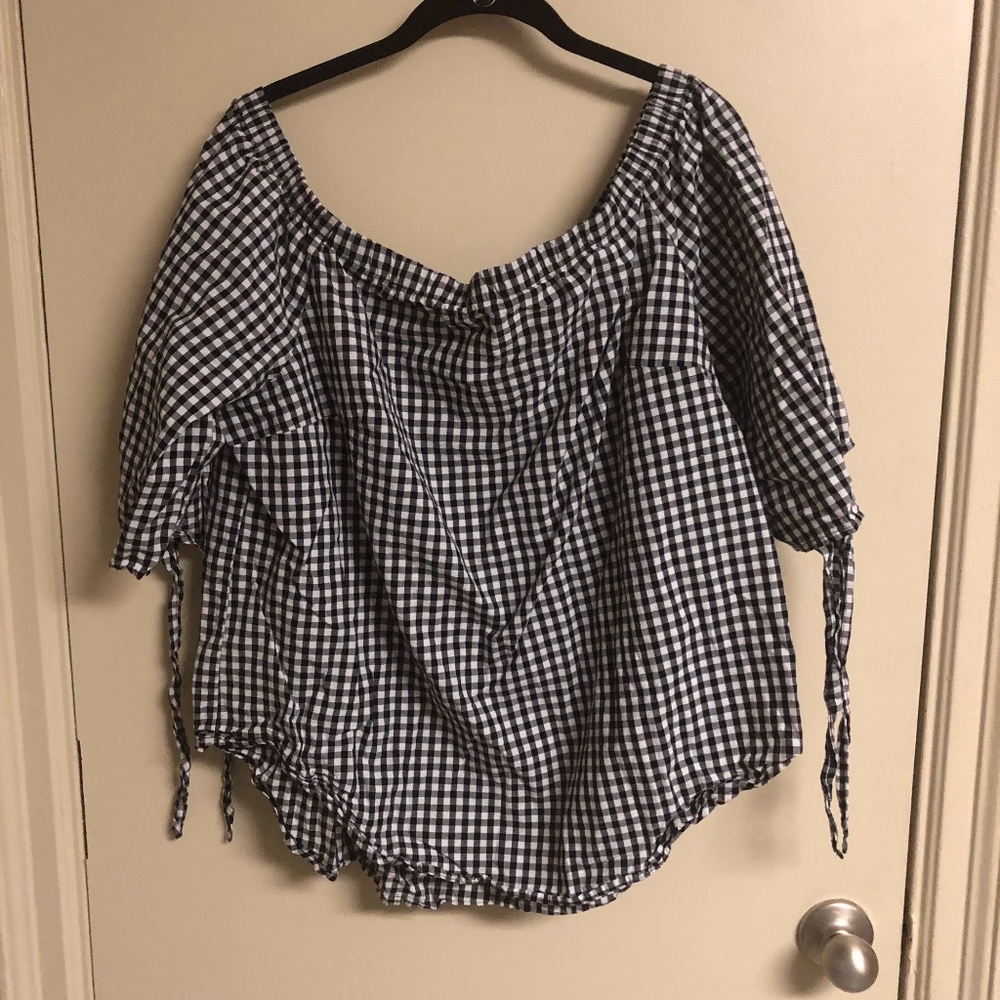 Gingham off the shoulder top